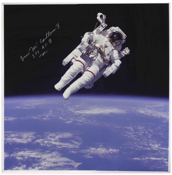 Bruce McCandless Signed 20'' x 20'' Photo of Him Performing the First Non-Tethered Spacewalk